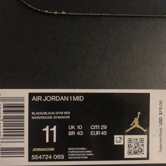 NIKE AIR JORDAN 1 MID ‘CHICAGO BLACK TOE’ SNEAKERS - Picture 12 of 15